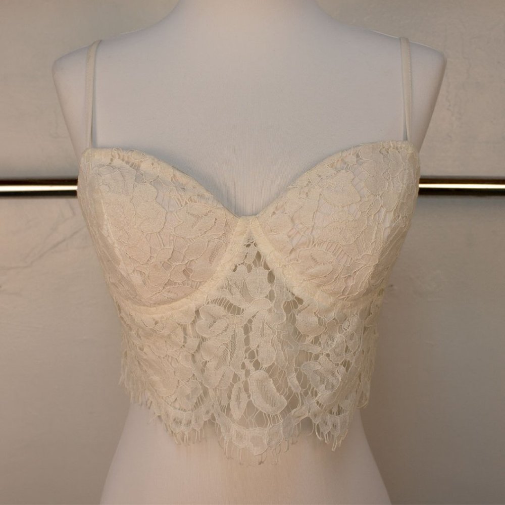 Lace Zip Up Padded Bralette Corset Top